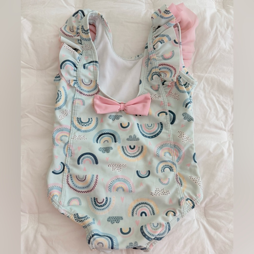 RuffleButts Rainbow Ruffle Kids Swimsuit size 18-24 months